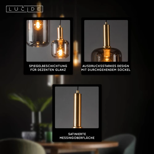 Lucide JOANET - Pendelleuchten - Ø 66 cm - 5xE27 - Rauchfarbe Grau - USP